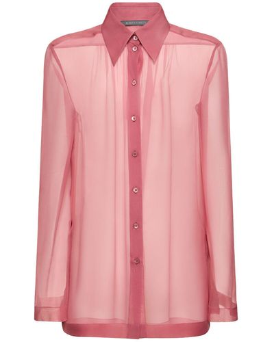 Alberta Ferretti Camisa drapeada de organza de chifón - Rosa