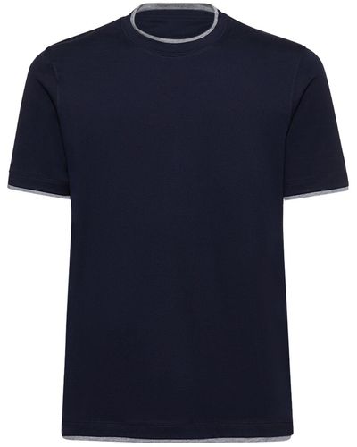 Brunello Cucinelli Cotton Crewneck T-Shirt - Blue