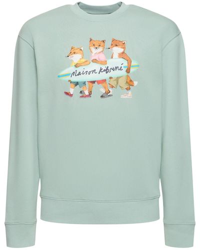 Maison Kitsuné Surfing Foxes Comfort Sweatshirt - Green