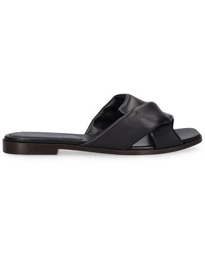 Ferragamo Alrai Leather Flat Slides - Black