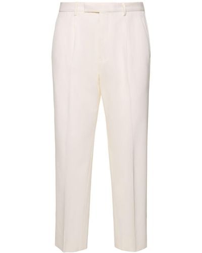 Zegna Pantalones plisados de algodón y lana - Blanco