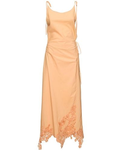 Acne Studios Cotton Midi Dress W/lace - Orange