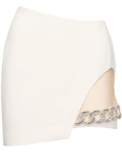 David Koma Cady Asymmetrical Mini Skirt W/Chain - White