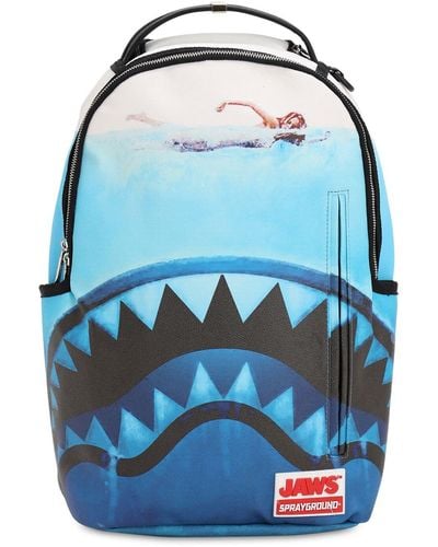 Sprayground Jaws Shark Printed Backpack - Blue