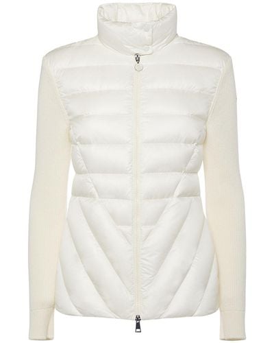 Moncler Padded Wool Blend Down Cardigan - White