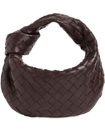Bottega Veneta Mini Jodie Leather Top Handle Bag - Purple