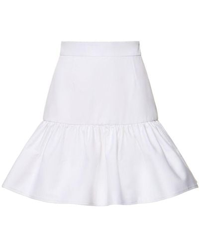 Patou Gathered Cotton Gabardine Mini Skirt - White