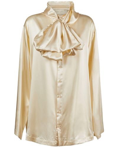 Balenciaga Hooded Silk Shirt - Natural