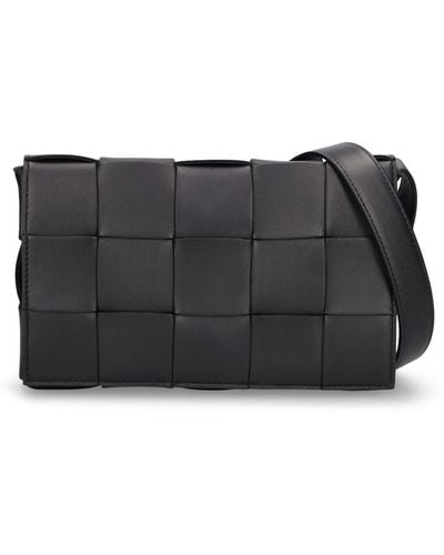 Bottega Veneta Medium Cassette Leather Crossbody Bag - Black