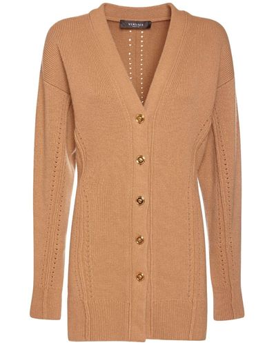 Versace Cardigan in maglia di lana e cashmere - Marrone