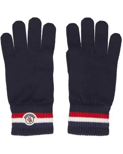 Moncler Tricolour Knit Gloves in Blue for Men | Lyst