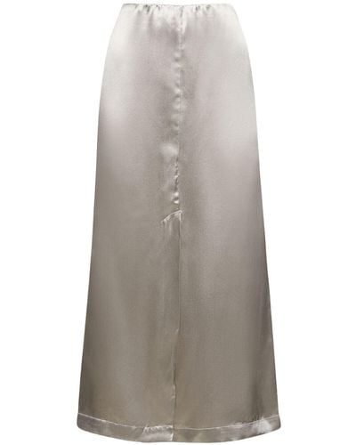 Loulou Studio Lys Silk Blend Midi Skirt - Gray