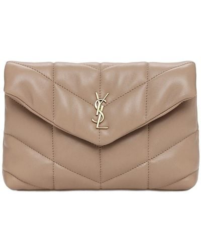 Saint Laurent Kleine Ledertasche "loulou" - Natur