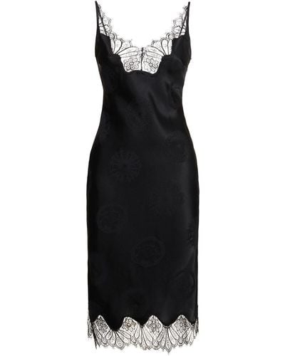 Coperni Jacquard Satin Lace Dress - Black