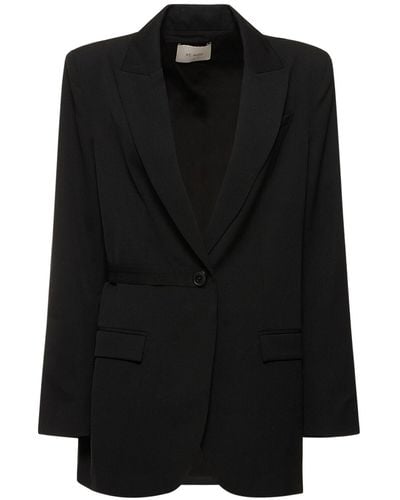 St. Agni Single Breasted Wool Blazer W/Belt - Black