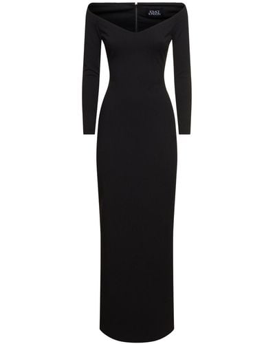 Solace London Tara Off-the-shoulder Crepe Long Dress - Black