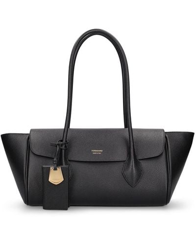 Ferragamo Medium Class Leather Shoulder Bag - Black