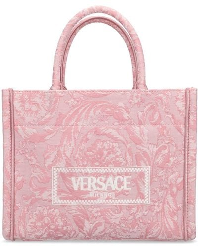 Versace Kleine Tote Aus Jacquard "barocco" - Pink