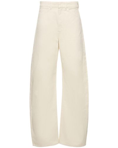 Lemaire High Waist Curved Cotton Pants - Natural