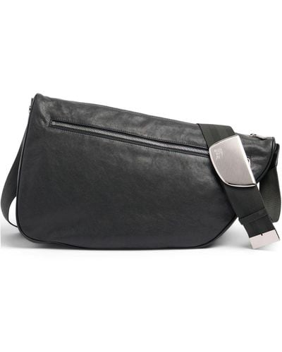 Burberry Large Shield Leather Messenger Bag - Black