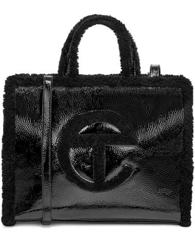 UGG X TELFAR Medium Telfar Crinkle Patent Shopper Bag - Black