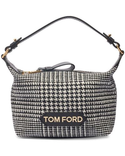 Tom Ford Small Logo Canvas Top Handle Bag - Metallic