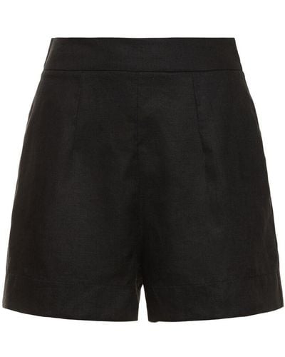 Ermanno Scervino Shorts de lino con cintura alta - Negro