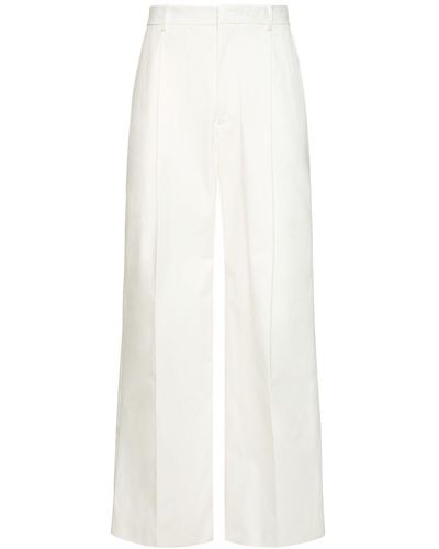 Jil Sander Wide leg cotton gabardine pants - Bianco