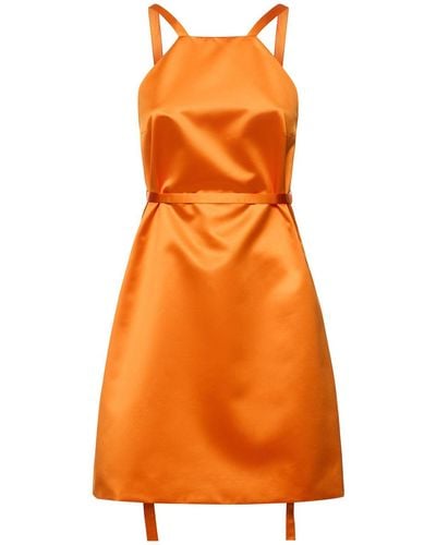 Patou Robe courte en duchesse de satin à encolure licou - Orange