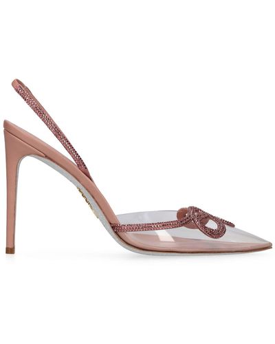 Rene Caovilla 105Mm Pvc & Satin Slingback Court Shoes - Pink