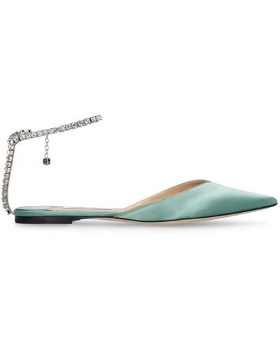 Jimmy Choo Ballerines en satin saeda 10 mm - Vert