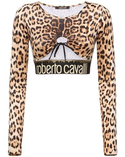 Just Cavalli Seamless Stretch Perforated Crop Top