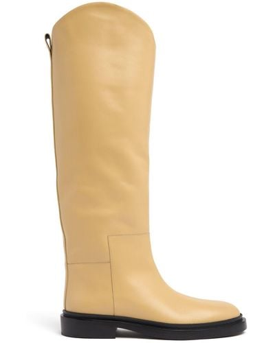 Jil Sander 25mm Leather Riding Boots - Natural