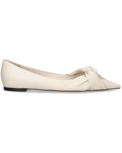 Jimmy Choo 10Mm Hedera Leather Ballerina Flats - Natural