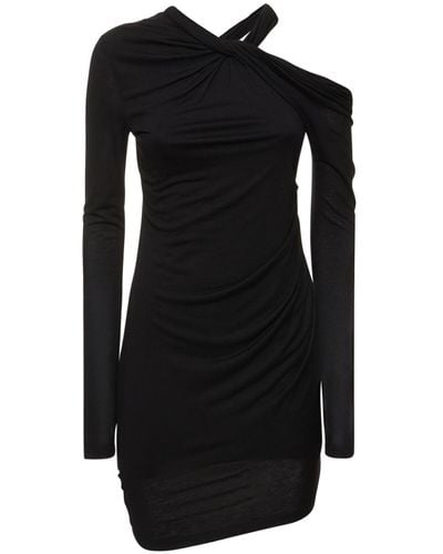 Helmut Lang Viscose Jersey Twist Midi Dress - Black