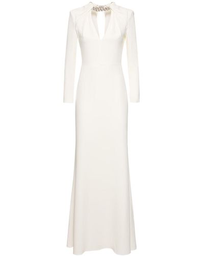 Alexander McQueen Twisted Bow Embroidered Evening Gown - White