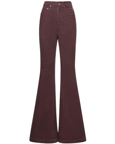 Rick Owens Bolan High Rise Flared Corduroy Trousers - Purple