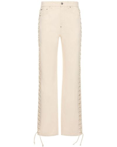 Stella McCartney Side Lace Mid Rise Straight Denim Jeans - Natural