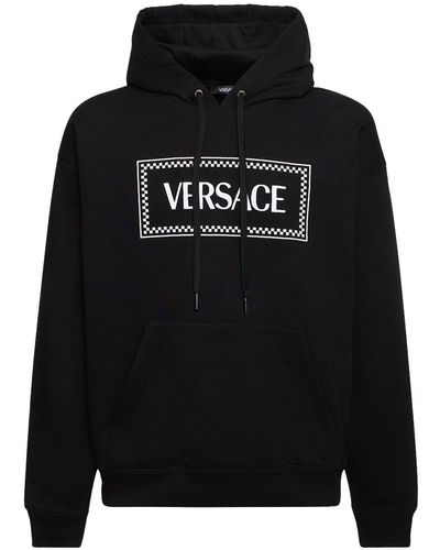 Versace Hoodie Aus Baumwolle Mit Logodruck - Schwarz