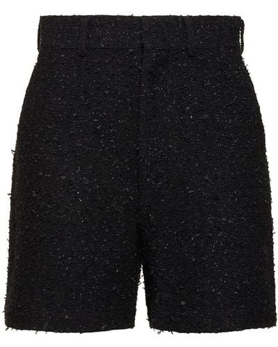 Junya Watanabe Shorts de tweed de algodón - Negro