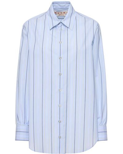 Marni Camisa oversize de popelina de algodón a rayas - Azul