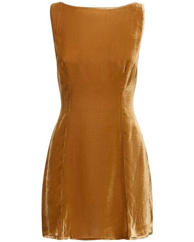 Reformation Brisbane Velvet Mini Dress - Brown