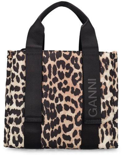 Ganni Small Printed Recycled Poly Tote Bag - Black