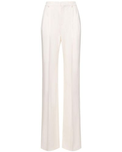 Saint Laurent Wool Wide Trousers - White