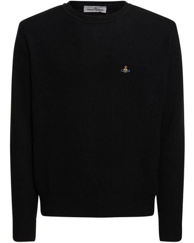 Vivienne Westwood Logo Embroidery Mohair Knit Sweater - Black