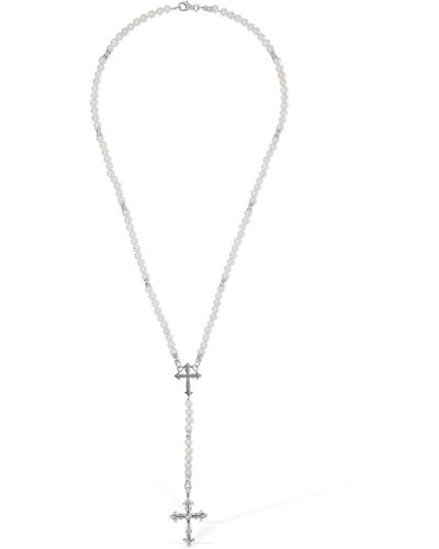 Emanuele Bicocchi Pearl Rosary Small Necklace - White