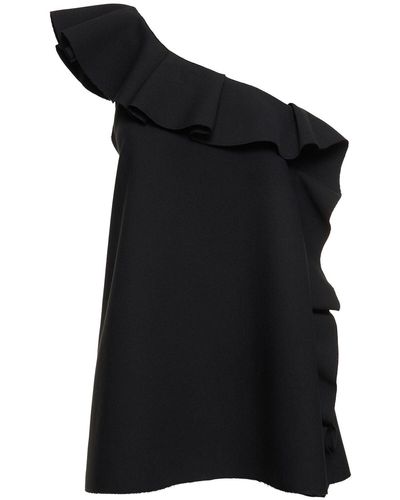 MSGM One-Shoulder Ruffled Mini Dress - Black