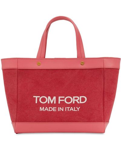 Tom Ford Bolso Mini De Piel Y Lona Con Logo - Rojo