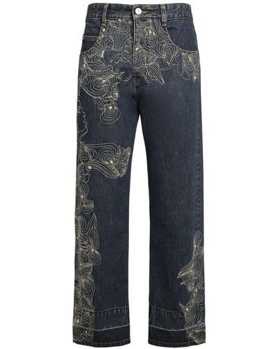 Isabel Marant Irina Embroidered Denim Jeans - Blue