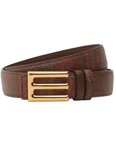 Etro Reversible Logo Leather Belt - Brown